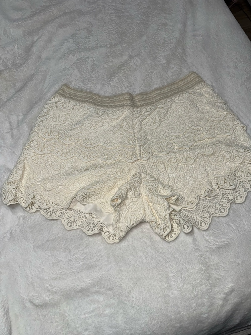 Justice Cream Lace Scallop Hem Dressy Shorts